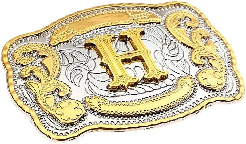 WMG Western Belt Buckle Initial Letters ABCDMRJ to Z Cowboy Belt Buckle, Rodeo Buckles for Men & Women Fits Up to 2 Inch Belts - Image 2